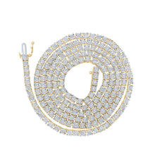 Load image into Gallery viewer, 10kt Yellow Gold Men&#39;s Round Diamond Tennis Chain Necklace - 3-3/4 Cttw Top view from the 10Kt Yellow Gold Mens Round Diamond 24 Tennis Chain Necklace 3 3 4 Cttwpin286081 collection by Splendid Jewellery
