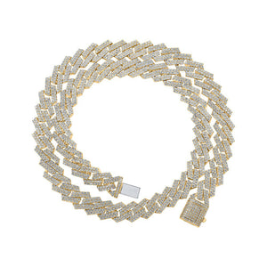 Men's Necklaces | 10kt Yellow Gold Mens Round Diamond Cuban Curb Link Chain Necklace 21-3/4 Cttw | Splendid Jewellery GND