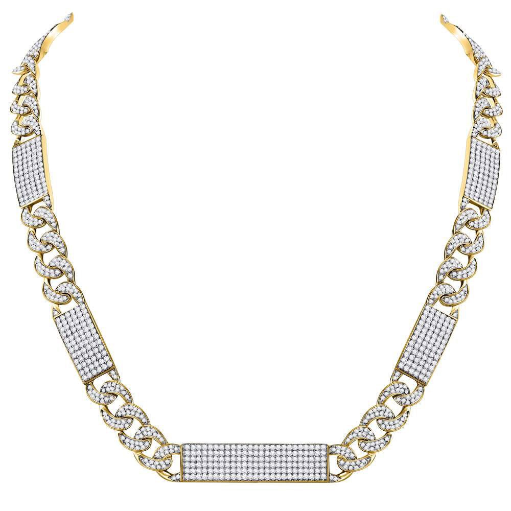 Men's Necklaces | 10kt Yellow Gold Mens Round Diamond Cuban Link 24