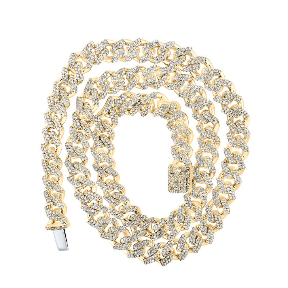 Men's Necklaces | 10kt Yellow Gold Mens Round Diamond Cuban Link Chain Necklace 8 Cttw | Splendid Jewellery GND