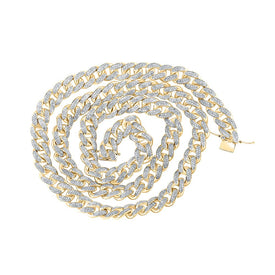 10kt Yellow Gold Men's Diamond Curb Link Chain Necklace - Exquisite Brilliance Top view from the 10Kt Yellow Gold Mens Round Diamond Curb Link Chain Necklace 10 7 8 Cttwpin212422 collection by Splendid Jewellery