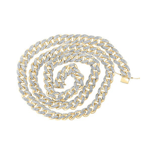 Men's Necklaces | 10kt Yellow Gold Mens Round Diamond Curb Link Chain Necklace 10-7/8 Cttw | Splendid Jewellery GND