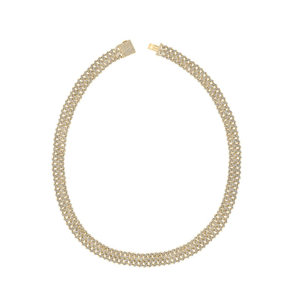 Men's Necklaces | 10kt Yellow Gold Mens Round Diamond Double Curb 22-inch Link Chain Necklace 12-3/4 Cttw | Splendid Jewellery GND