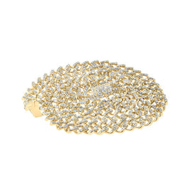 10kt Yellow Gold Mens Round Diamond Miami Cuban Link Chain Necklace - 10 Cttw - Splendid Jewellery product Side View from Splendid Jewellery