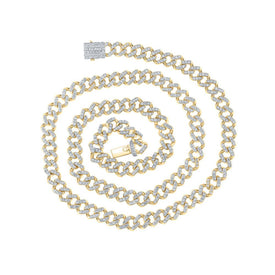 10kt Yellow Gold Mens Round Diamond Miami Cuban Link Chain Necklace - 10 Cttw - Splendid Jewellery product  Top View from Splendid Jewellery