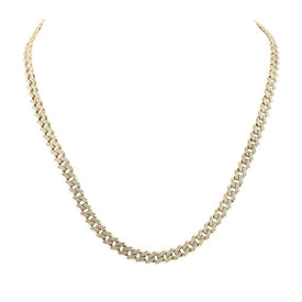 10kt Yellow Gold Men's Round Diamond Straight Cuban Link Chain Necklace - 5 Cttw | Splendid Jewellery product  Top View from Splendid Jewellery