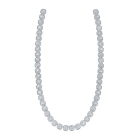 14kt White Gold Baguette Diamond Square Link Chain Necklace - 17-1/4 Ct.t.w. for Men - Top View
