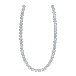 Men's Necklaces | 14kt White Gold Mens Baguette Diamond Square Link Chain Necklace 17-1/4 Cttw | Splendid Jewellery GND