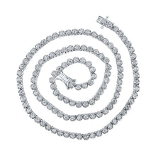 Load image into Gallery viewer, Exquisite 14kt White Gold Mens Round Diamond Tennis Chain Necklace - 6-1/2 Cttw - Top View