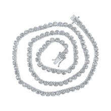 Load image into Gallery viewer, Brilliant White Gold Diamond Tennis Chain Necklace for Men - 9 Carat Total Weight - Top View