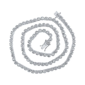 Brilliant White Gold Diamond Tennis Chain Necklace for Men - 9 Carat Total Weight - Top View