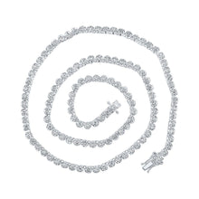 Load image into Gallery viewer, 14kt White Gold Men's Round Diamond Tennis Chain Necklace - 10-1/4 Ct.t.w. - Top View