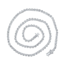 14kt White Gold Men's Round Diamond Tennis Chain Necklace - 10-1/4 Ct.t.w. - Top View