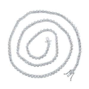 Men's Necklaces | 14kt White Gold Mens Round Diamond 20-inch Single Row Tennis Chain Necklace 8-5/8 Cttw | Splendid Jewellery GND