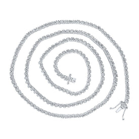 Elegant 14kt White Gold Round Diamond Tennis Chain Necklace for Men - 3-5/8 Cttw - Top View