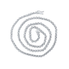 Load image into Gallery viewer, Exquisite 14kt White Gold Men's Round Diamond Link Chain Necklace - 11 Cttw - Top View