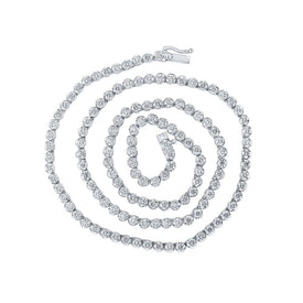 Exquisite 14kt White Gold Men's Round Diamond Link Chain Necklace - 11 Cttw - Top View