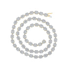 14kt Yellow Gold Baguette Diamond Square Link Chain Necklace - 9 Cttw - Men's Jewelry - Top View