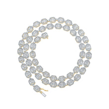 Load image into Gallery viewer, 14kt Yellow Gold Baguette Diamond Link Chain Necklace - 12-1/2 Cttw for Men - Top View