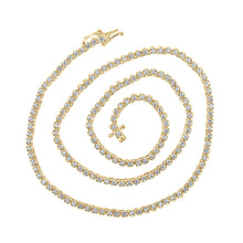 Load image into Gallery viewer, 14kt Yellow Gold Men's Round Diamond Tennis Chain Necklace - 2-7/8 Ct.t.w. - Top View