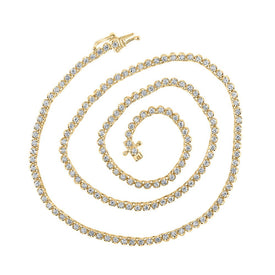 14kt Yellow Gold Men's Round Diamond Tennis Chain Necklace - 2-7/8 Ct.t.w. - Top View