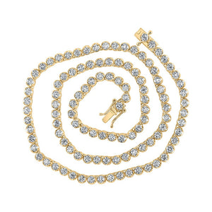 Men's Necklaces | 14kt Yellow Gold Mens Round Diamond 16-inch Tennis Chain Necklace 9 Cttw | Splendid Jewellery GND