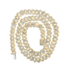 Load image into Gallery viewer, 14kt Yellow Gold Men's Round Diamond 8 Ct.t.w. Cuban Link Chain Necklace - Top View
