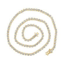 Load image into Gallery viewer, 14kt Yellow Gold Men's Round Diamond Tennis Chain Necklace - 10-1/4 Cttw - Top View
