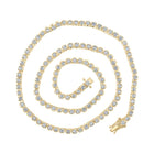 14kt Yellow Gold Men's Round Diamond Tennis Chain Necklace - 10-1/4 Cttw - Top View