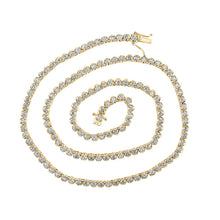 Load image into Gallery viewer, Captivating 14kt Yellow Gold Men&#39;s Round Diamond Tennis Chain Necklace - 6-7/8 Cttw - Top View