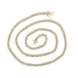 Captivating 14kt Yellow Gold Men's Round Diamond Tennis Chain Necklace - 6-7/8 Cttw - Top View