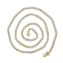 Load image into Gallery viewer, 14kt Yellow Gold Men&#39;s Round Diamond Tennis Chain Necklace - 11-1/4 Cttw - Top View