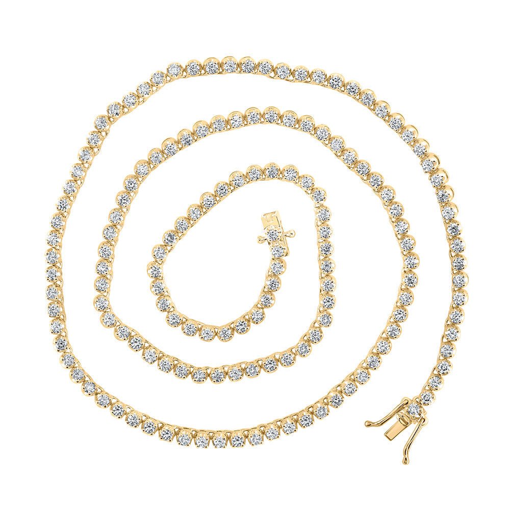 Men's Necklaces | 14kt Yellow Gold Mens Round Diamond 20-inch Tennis Chain Necklace 8-5/8 Cttw | Splendid Jewellery GND