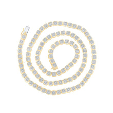 Load image into Gallery viewer, 14kt Yellow Gold Men's Round Diamond Cluster Link Chain Necklace - 8.5 Ct.tw. - Top View