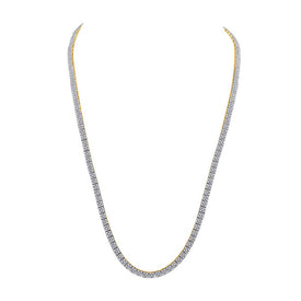 14kt Yellow Gold Men's Round Diamond Square Link Chain Necklace - 12 Cttw - Top View