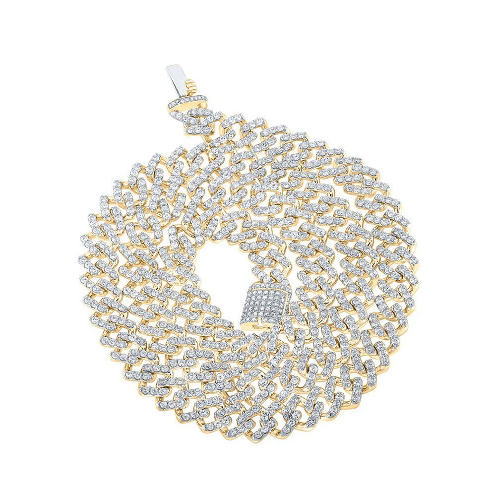 Men's Necklaces | 14kt Yellow Gold Mens Round Diamond Link Chain Necklace 15 Cttw | Splendid Jewellery - Splendid Jewellery