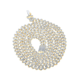 Men's Necklaces | 14kt Yellow Gold Mens Round Diamond Link Chain Necklace 15 Cttw | Splendid Jewellery - Splendid Jewellery