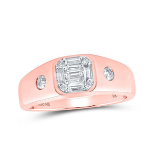 Men's Rings | 10kt Rose Gold Mens Baguette Diamond Band Ring 3/8 Cttw | Splendid Jewellery GND