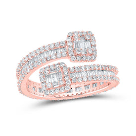 Exquisite 10kt Rose Gold Baguette Diamond Cuff Eternity Band Ring - 1-5/8 Cttw - Alternate view 1 from Splendid Jewellery