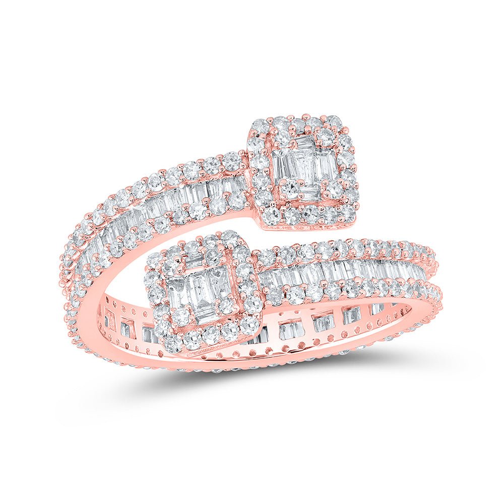 Men's Rings | 10kt Rose Gold Mens Baguette Diamond Cuff Eternity Band Ring 1-5/8 Cttw | Splendid Jewellery GND