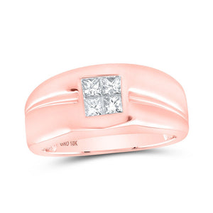 Men's Rings | 10kt Rose Gold Mens Princess Diamond Band Ring 1/2 Cttw | Splendid Jewellery GND