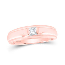 Load image into Gallery viewer, Splendid Jewellery 10kt Rose Gold Men&#39;s Princess Diamond Solitaire Band Ring 1/3 Cttw - Alternate view 1 from Splendid Jewellery