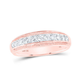 10kt Rose Gold Men's Round Diamond Band Ring - A Dazzling Statement Piece for Him! - Alternate view 1 from Splendid Jewellery