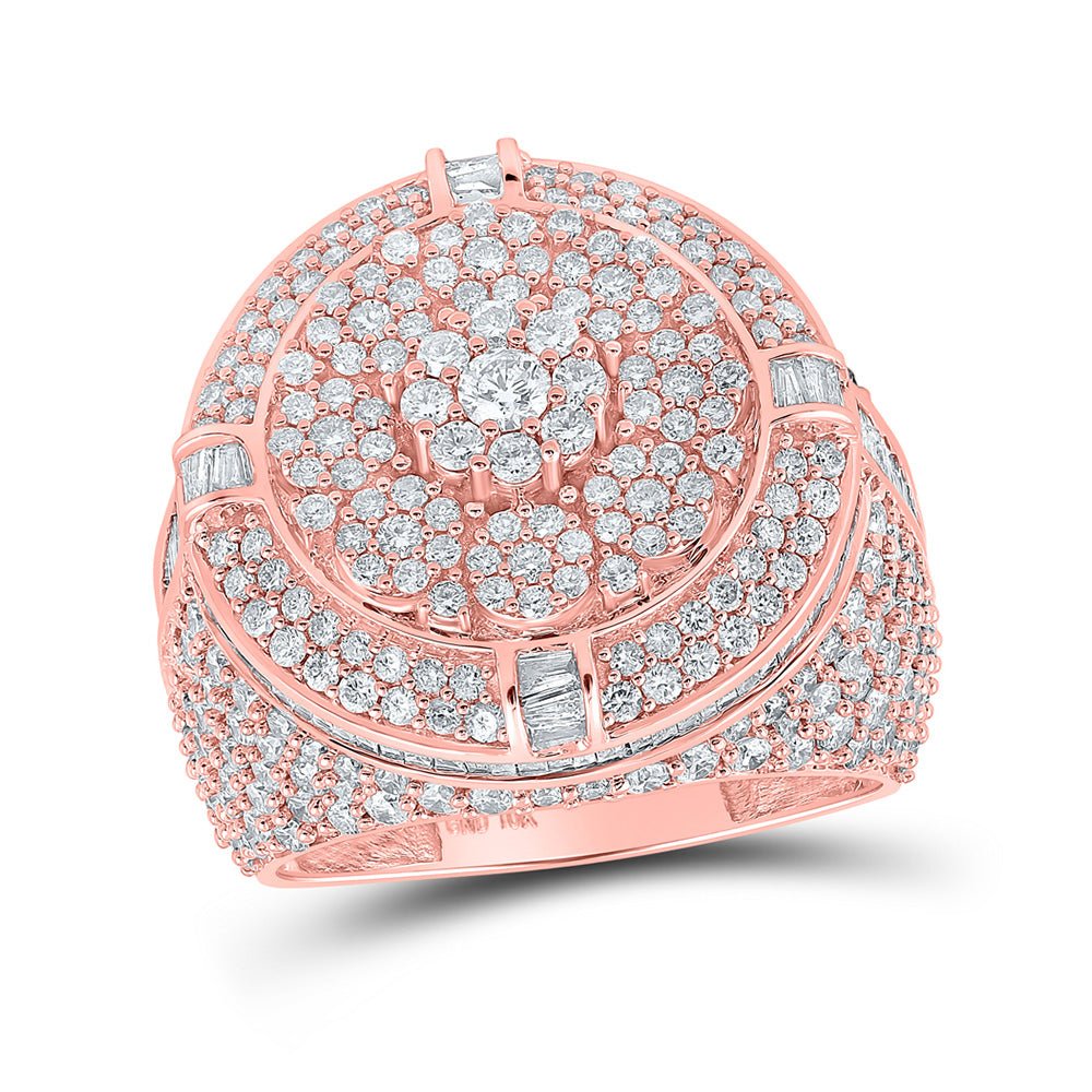 Men's Rings | 10kt Rose Gold Mens Round Diamond Circle Cluster Ring 5-1/2 Cttw | Splendid Jewellery GND