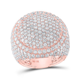 Splendid Jewellery 10kt Rose Gold Men's Round Diamond Circle Pave Cluster Ring - Exquisite 8-1/4 Cttw Men's Ring - Alternate view 1 from Splendid Jewellery