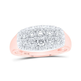 10kt Rose Gold Diamond Cluster Band Ring for Men - 1 Cttw | Splendid Jewellery - Alternate view 1 from Splendid Jewellery