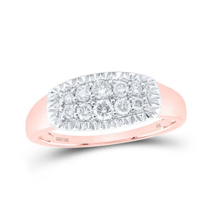 Men's Rings | 10kt Rose Gold Mens Round Diamond Cluster Band Ring 1/2 Cttw | Splendid Jewellery GND