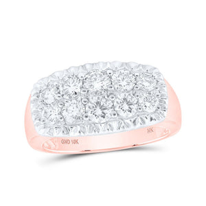 Men's Rings | 10kt Rose Gold Mens Round Diamond Cluster Band Ring 2 Cttw | Splendid Jewellery GND