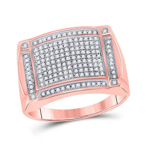 Men's Rings | 10kt Rose Gold Mens Round Diamond Cluster Ring 1/2 Cttw | Splendid Jewellery GND