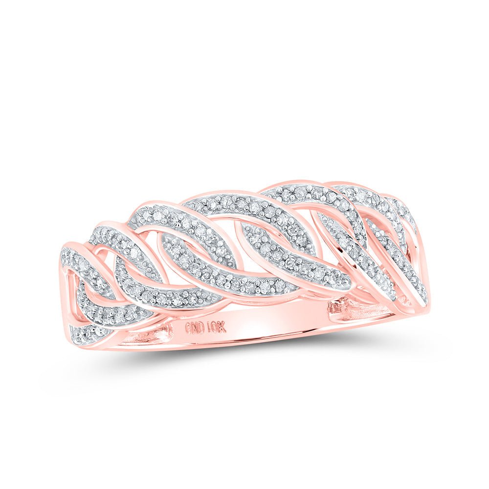 Men's Rings | 10kt Rose Gold Mens Round Diamond Curb Link Band Ring 1/4 Cttw | Splendid Jewellery GND